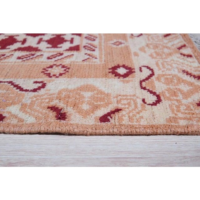 Contemporary 10x14 Coral Hand-Knotted Wool Linked Rosettes Geometric Modern Carpet Rug For Sale - Image 3 of 8