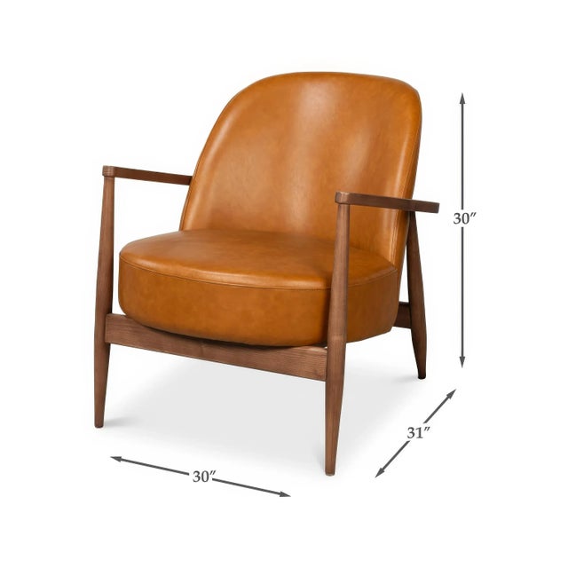 Mid Century Tan Leather Arm Chair For Sale - Image 13 of 13