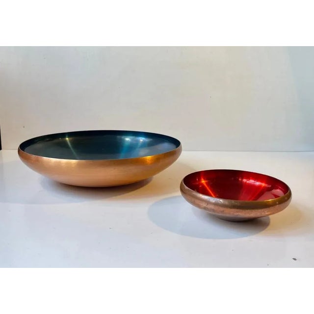Danish Modern Copper and Enamel Bowls from Corona, 1960s, Set of 2 For Sale - Image 10 of 10