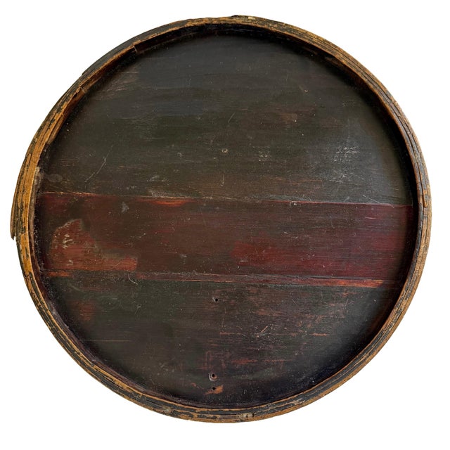 A beautifully aged antique Chinese bentwood storage box featuring hand-painted figural decoration around the exterior....