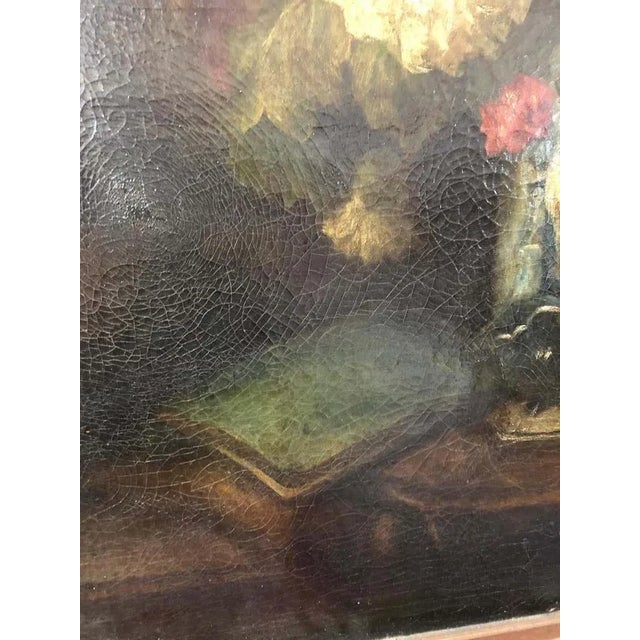 Bouquet of Carnations and Fruit Still Life, 19th Century For Sale - Image 6 of 14
