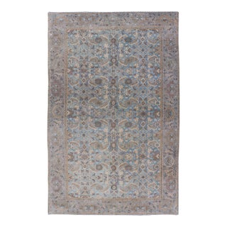 Antique Persian Sultanabad in Floral All-Over Design in Light Blue With Tan 5'0 X 8'2 For Sale