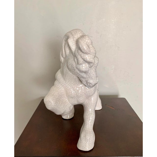 Beautiful vintage cream color crackle finish ceramic horse figure Perfect for a mantel, side table or bookshelf in the...