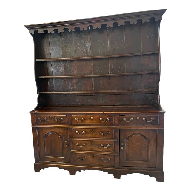 George III Oak Welsh Dresser and Original Plate Rack, 1750s For Sale
