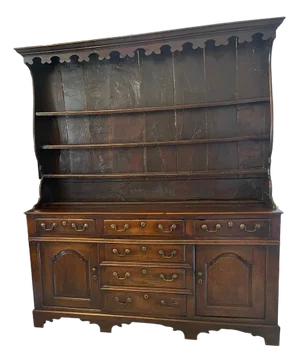 George III Oak Welsh Dresser and Original Plate Rack, 1750s