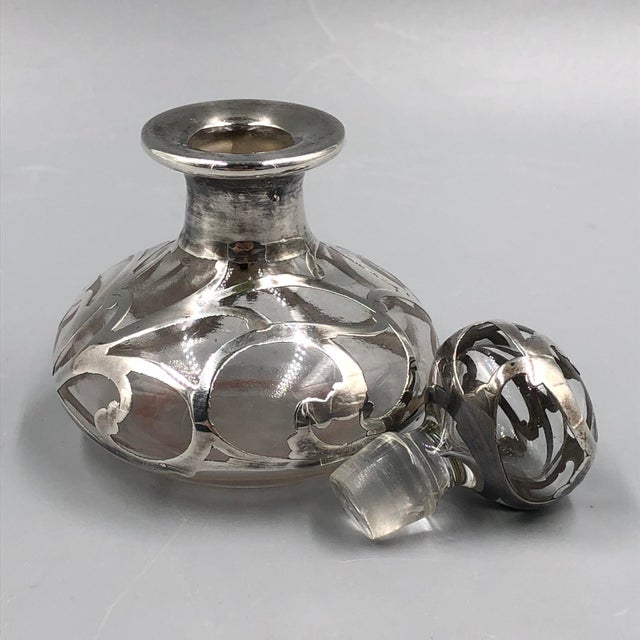 Silver Antique Perfume Bottle in Sterling Silver Overlay, 1900s For Sale - Image 8 of 11