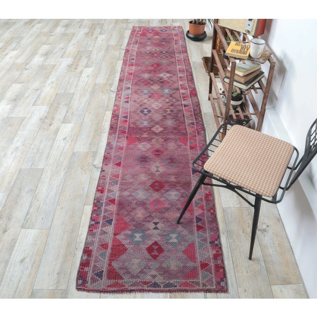 1960s - Vintage Turkish Hand-Knotted Herki Runner Rug - 2.5x12 Ft For Sale - Image 4 of 7