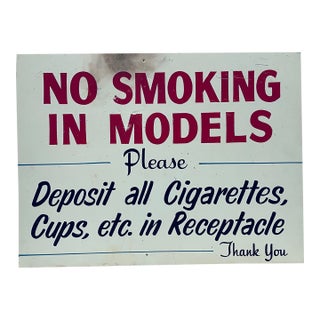 No Smoking in Models Handpainted Sign For Sale