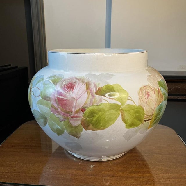 Large Earthenware Ceramic Roses Floral Planter, 1900s For Sale - Image 11 of 18