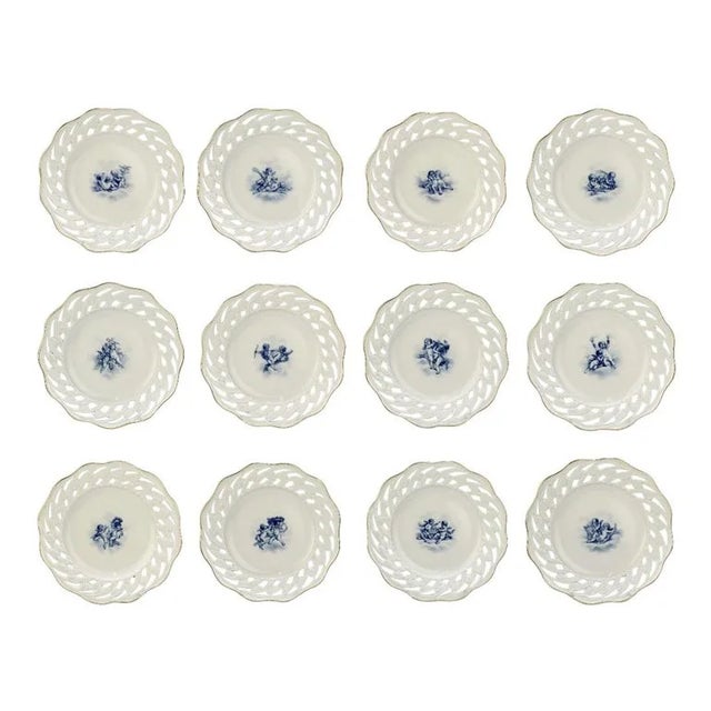 Set of 12 Antique Meissen Porcelain Reticulated Cabinet Plates With Cherubs For Sale - Image 13 of 13