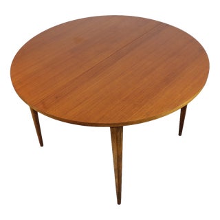Extendable Round Teak Dining Table, 1960s For Sale