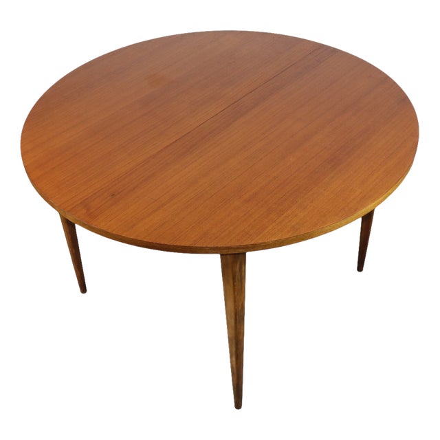 Extendable Round Teak Dining Table, 1960s For Sale