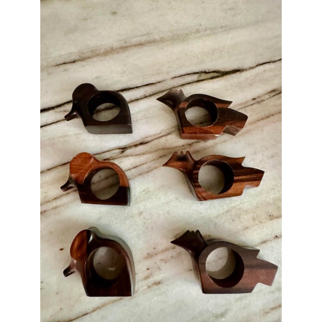 Boho Chic Hand Carved Animal Shaped Zebra Wood Napkin Holders, S/6 For Sale - Image 3 of 4