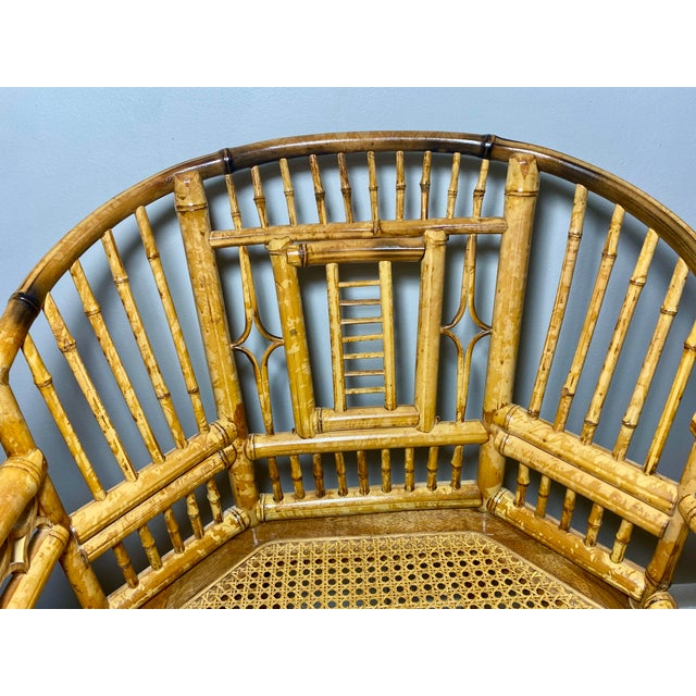 Mid 20th Century Mid 20th Century Vintage Brighton Pavilion Style Chinese Chippendale Rattan & Woven Cane Armchair For Sale - Image 5 of 12