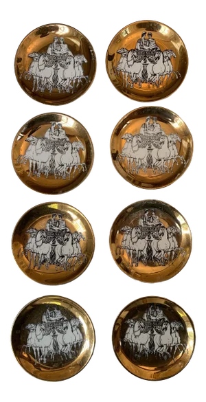1860 P. Fornasetti "Roman Quadriga " Brass Plates - Set of 8