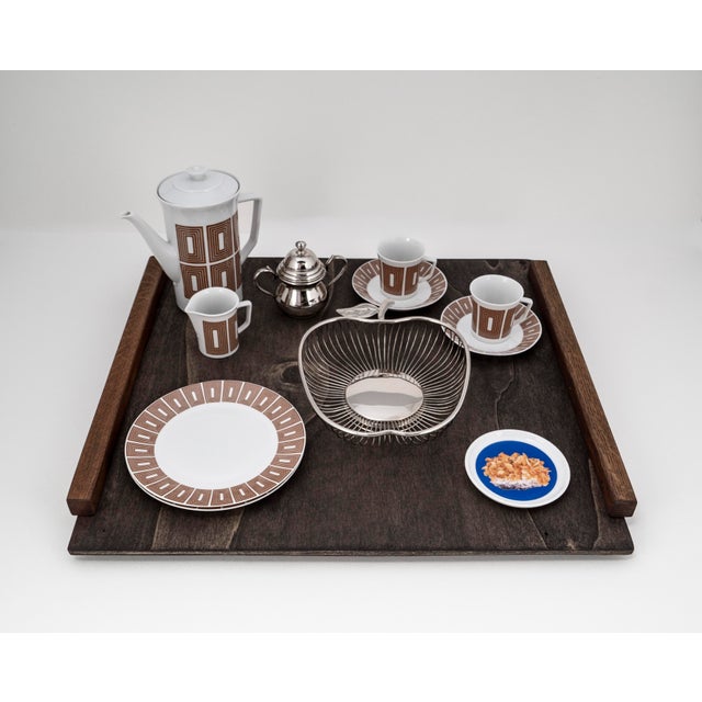 Mid-Century Modern Tête-À-Tête for Two on Wooden Tray by Victoria La Couronne for Fürstenberg, 1960s, Set of 14 For Sale - Image 12 of 15