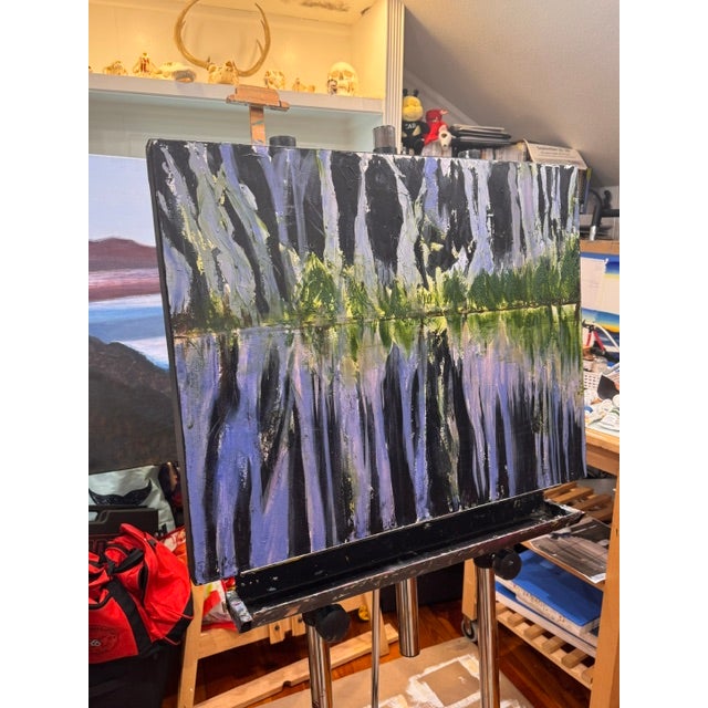 Reflections On Water Date Unknown Abstract Painting 28 H x 22 W in. By Kathleen Varadi An evocative abstract landscape...