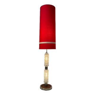 Red Glass and Chrome Floor Lamp from Fischer Leuchten For Sale