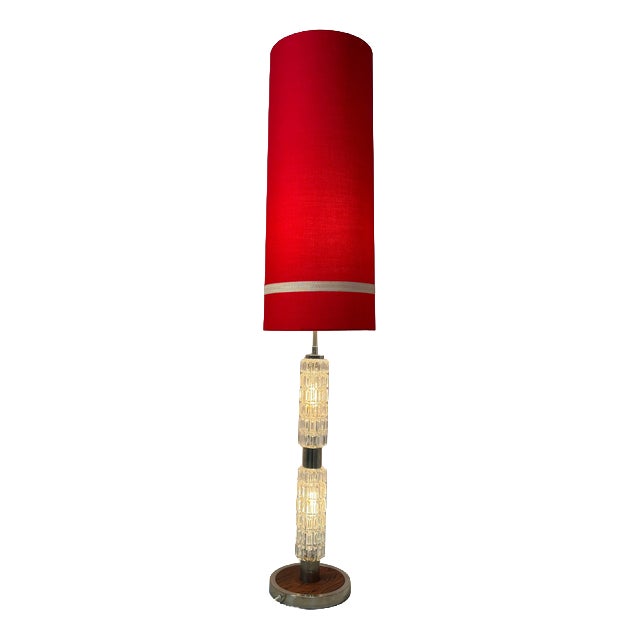 Red Glass and Chrome Floor Lamp from Fischer Leuchten For Sale