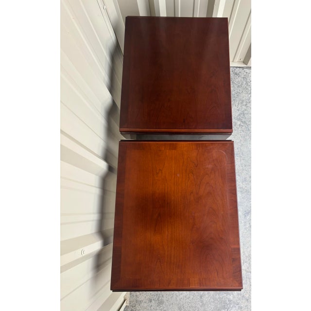 Brown Bombay Company Mahogany Drop-Leaf One-Drawer Side Tables | Federal Style End Tables, a Pair For Sale - Image 8 of 12