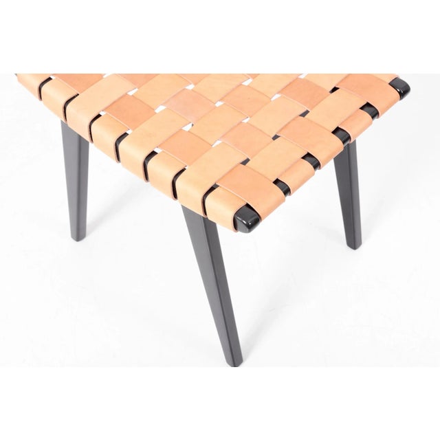 Leather Webbed Lounge Chairs with Ottomans by Jens Risom for Vostra Germany, 1950s, Set of 4 For Sale - Image 17 of 18