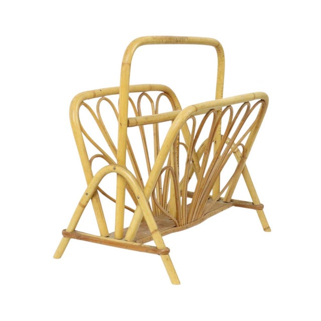 Boho Chic Boho French Rattan Magazine Rack, 1960s For Sale - Image 3 of 17