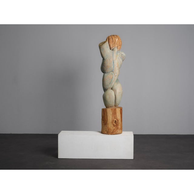 Tom De Munk-Kerkmeer, Painted Wood Female Figure Sculpture, 1990s, Wood For Sale - Image 3 of 11