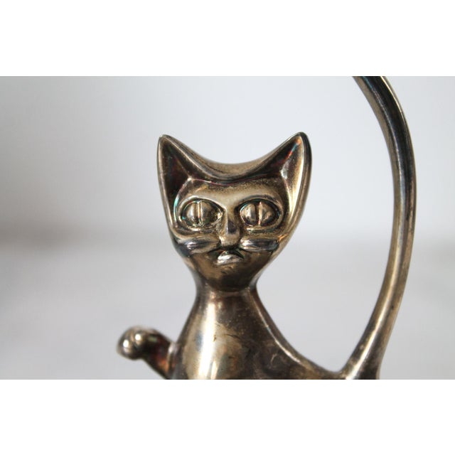 Figurative Vintage Silver Plate Cat Ring Holder For Sale - Image 3 of 11