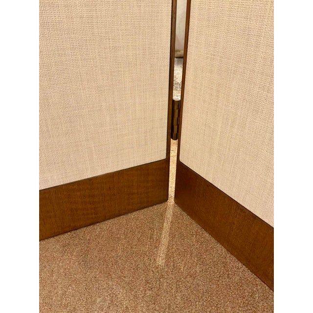 2020s Barbara Barry for Baker / McGuire Ivory Grasscloth Curtin Call Screen/Room Divider For Sale - Image 5 of 6