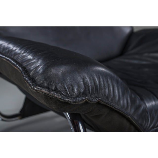 Bauhaus lounge chair designed by Johan Bertil Häggström for Swed-Form / IKEA. Upholstered in original black natural...