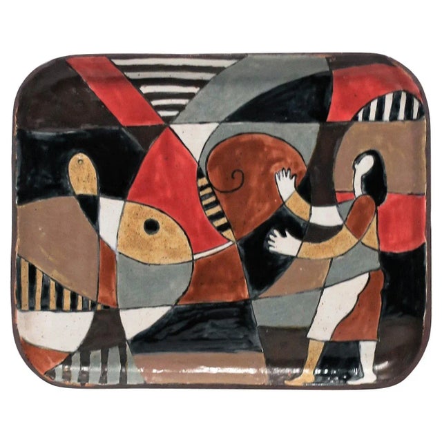 Abstract and Figural Pottery Artwork Tray For Sale - Image 10 of 10