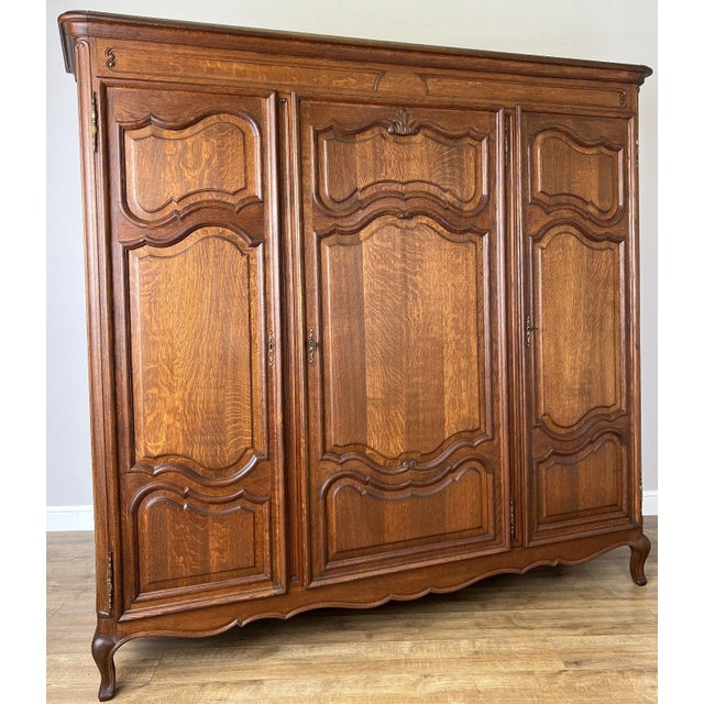 Contemporary Vintage French Louis XVI Style Wardrobe in Oak For Sale - Image 3 of 16