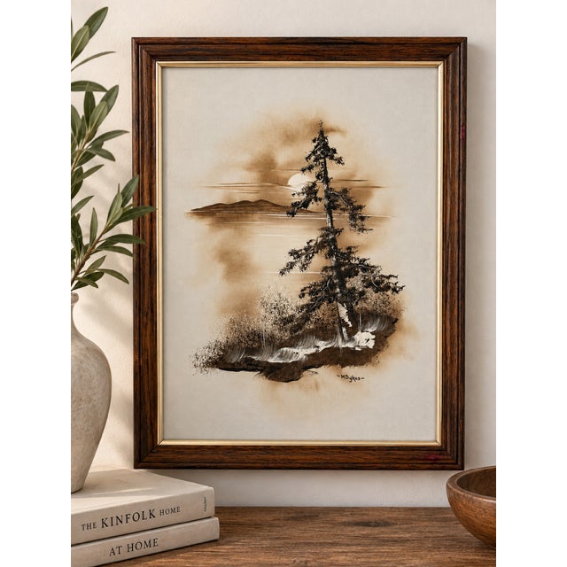 Vintage Signed M. Dykes Original Landscape Painting on Canvas, Framed Atmospheric vintage landscape painting on stretched...