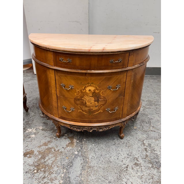 Neoclassical Neoclassical Semicircular Demi-Lune Commodes, Pair, 19th Century For Sale - Image 3 of 12