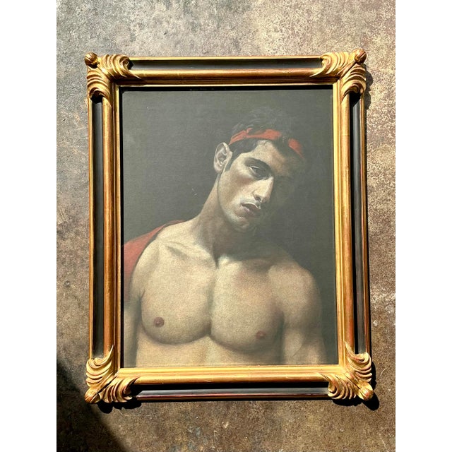 Neoclassical Vintage Original Oil Pastel on Paper For Sale - Image 3 of 11