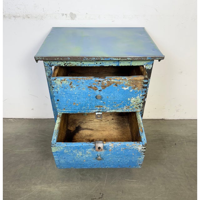 Industrial Blue Iron Chest of Drawers, 1950s For Sale - Image 14 of 18