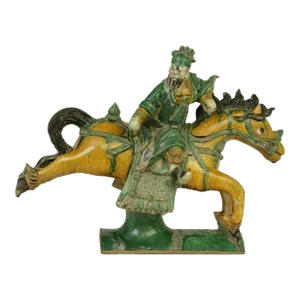 Chinese Sancai Guan Yu Roof Tile - c.1780-1800