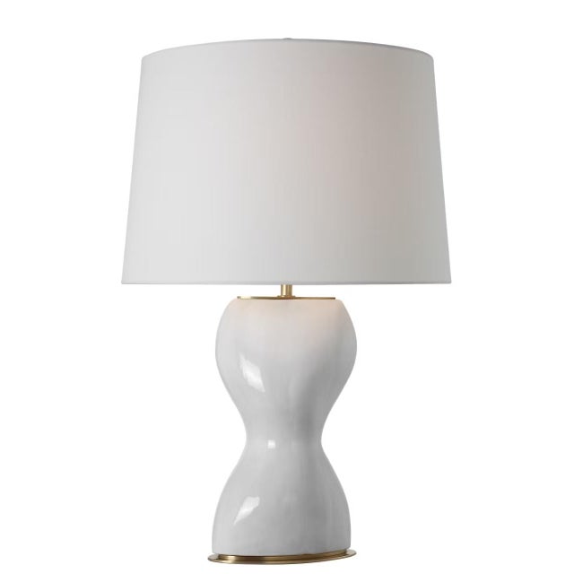 Traditional Thomas O'Brien by Visual Comfort Signature Misaki 28" Table Lamp in Veiled White with Linen Shade For Sale - Image 3 of 3