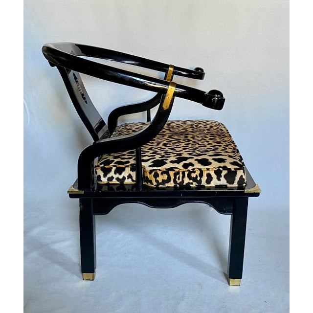 Hollywood Regency Hollywood Regency James Mont Style Lacquer Lounge Armchair by Century For Sale - Image 3 of 11