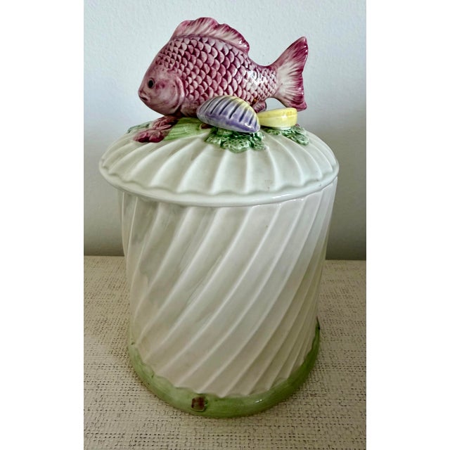Ceramic Fitz and Floyd Fish, Clams Jar Canister and Lid - Set of 3 For Sale - Image 7 of 12