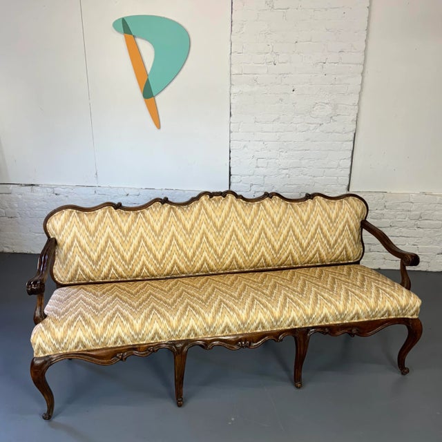 French Provincial French Louis XV Carved Walnut Sofa For Sale - Image 3 of 12