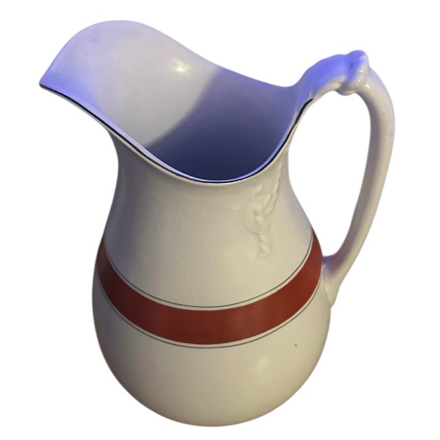 Late 19th Century Vintage Ironstone East Trenton Pottery Co. Washstand Pitcher For Sale - Image 5 of 9