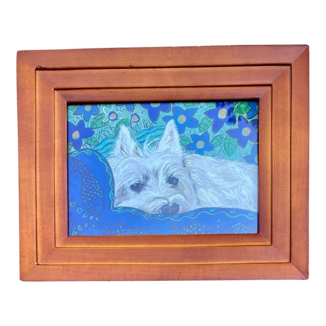 Contemporary Original Small Judy Henn Westie Dog Print Vintage Tabletop Frame For Sale
