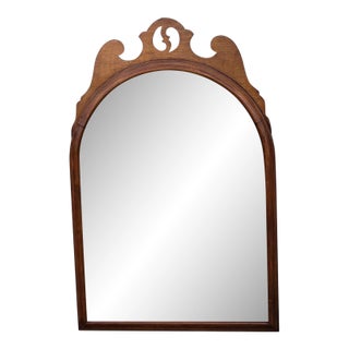 1930s Light Maple Wall Mirror Arched Wood Hanging Decorative Mirror For Sale