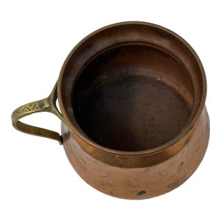 Vintage Hammered Copper Jug Pitcher Rustic Turkish Country Kitchen Decor For Sale