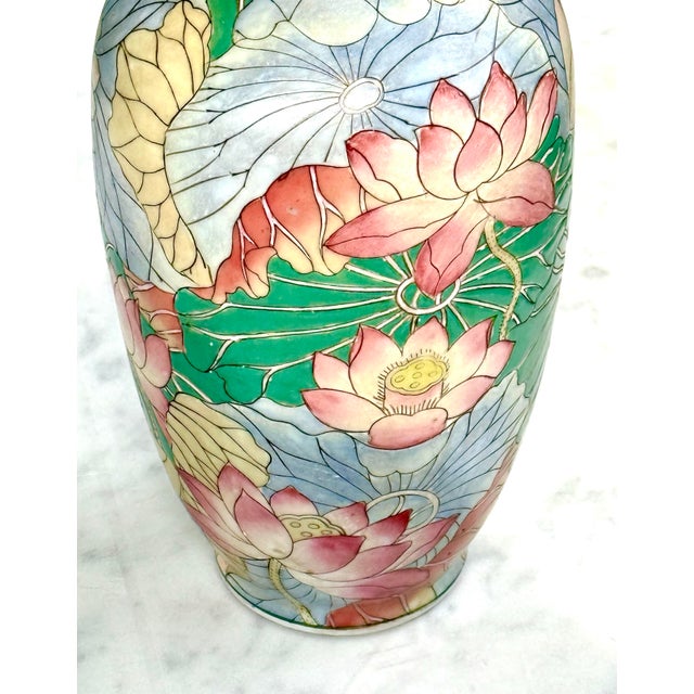 Late 20th Century Vintage Chinese Floral Vase For Sale - Image 5 of 5