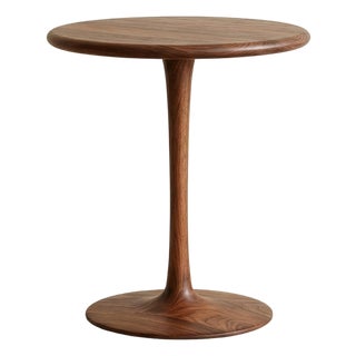 Hand-Sculpted American Walnut Tulip Side Table For Sale