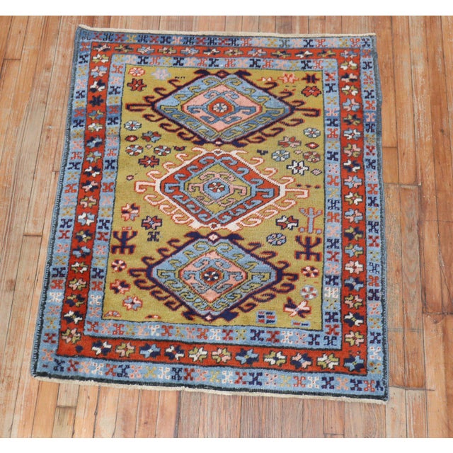 Early 20th Century Mustard Field Tribal Persian Heriz Square Rug - 3'5" x 4'3" For Sale In New York - Image 6 of 6