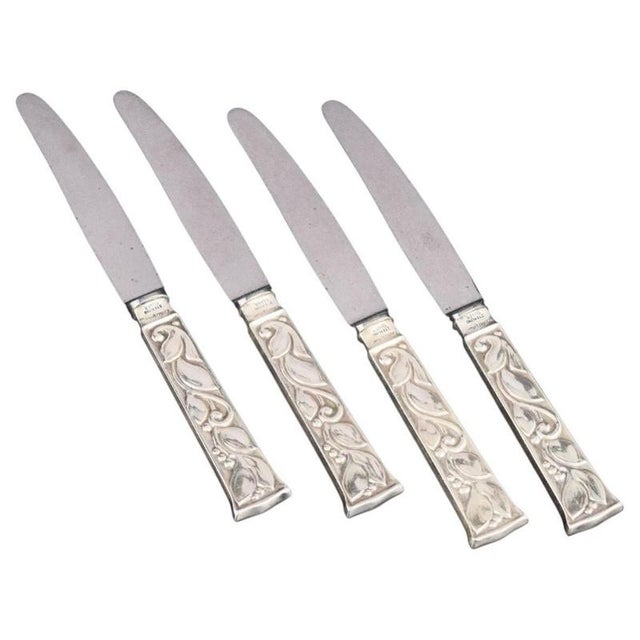 Fruit Knives in Sterling Silver and Stainless Steel by Evald Nielsen, 1930s, Set of 4 For Sale - Image 6 of 6