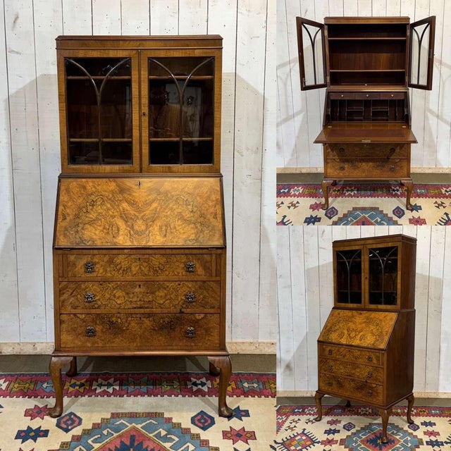 English Writing Desk in Walnut Burl, 1930s For Sale - Image 15 of 18